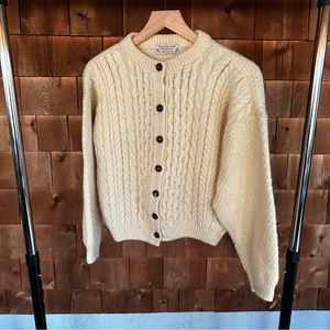 Vintage Scottish Hand Knit Cable Button Front Cardigan Highland Home Industries